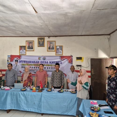 Pemdes Desa Pekondoh Gedung Bersama Warga Laksanakan Musdessus Ketahanan Pangan dan Pembentukan Koperasi Merah Putih