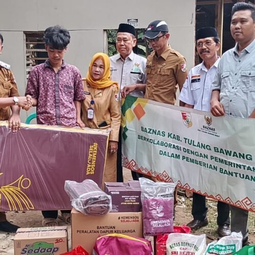 Gerak Cepat Dinsos Bersama Baznas Tulang Bawang Barat Berikan Santunan Kepada Anak Yatim Piatu Yang Tinggal Di Hunian Tidak Layak