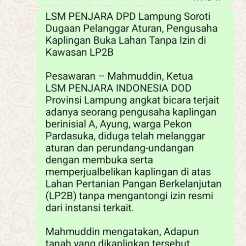 Diduga Menghindari Konfirmasi, Nomor WhatsApp Tim Media Diblokir Saat Minta Tanggapan Terkait Alih Fungsi Lahan di Padang Cermin