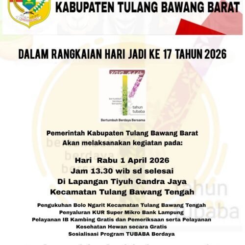 Peringati Hari Jadi ke-17, Pemkab Tubaba Gelar Pelayanan Kesehatan Hewan Gratis Hingga Penyaluran KUR di Candra Jaya