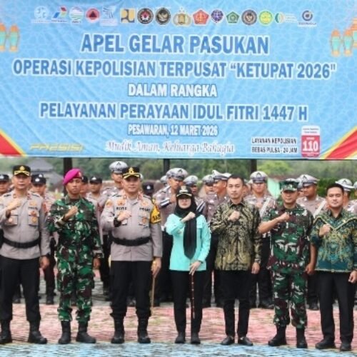 Bupati Nanda Indira Pimpin Apel Gelar Pasukan Operasi Ketupat Krakatau 2026