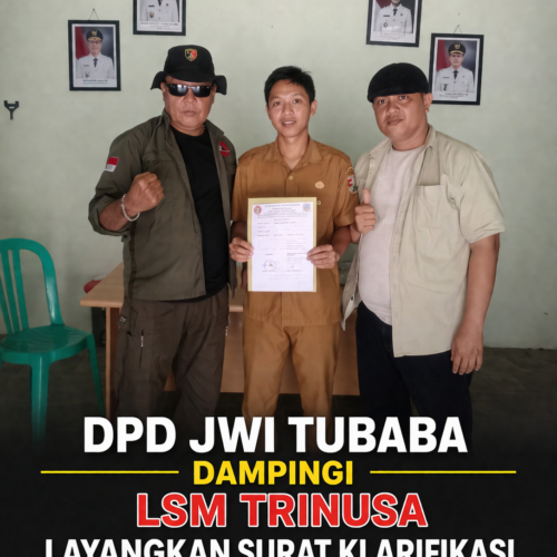 DPD JWI TUBABA Dampingi LSM TRINUSA Layangkan Surat Klarifikasi Realisasi Anggaran Swakelola Dispora Tubaba 2023-2025