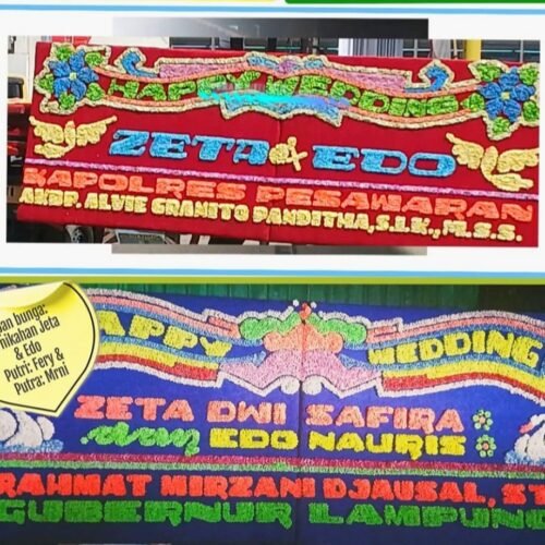 Irjen Helmi, Mantan Kapolda Seta Gubernur Lampung: Meriahkan Pernikahan Zeta & Edo. Papan Bunga Ucapan Selamat Padati Taman Sari