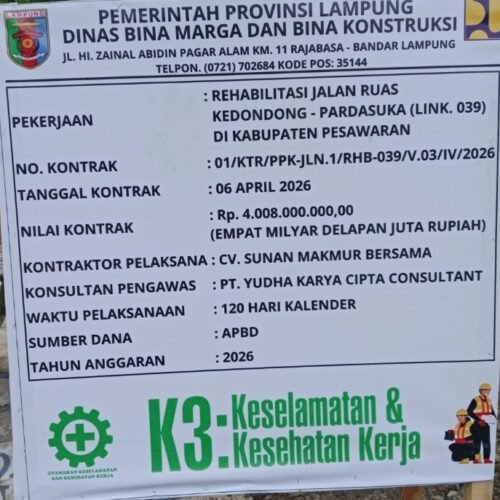 Rehabilitasi Jalan Ruas Kedondong–Pardasuka Disorot Masyarakat dan LSM Penjara Indonesia DPD Provinsi Lampung