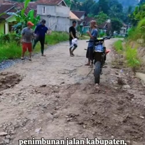 Kepala Pekon Sinar Petir Gotong Royong Timbun Jalan Berlubang di Ruas Jalan Kabupaten, Viral Di Medsos Akun FB Pribadi Nya 