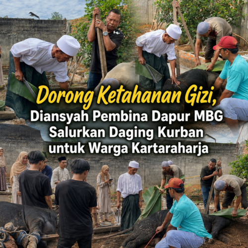 Dorong Ketahanan Gizi, Diansyah Pembina Dapur MBG Salurkan Daging Kurban untuk Warga Kartaraharja