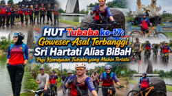 Takjub Pembangunan Era Umar Ahmad, Goweser Lamteng Sri Hartati alias BIBAH dan Ketua ISSI Hi. Indra Jaya Ramaikan Gowes HUT Tubaba Ke-17