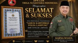 KAPOLDA LAMPUNG ANUGERAHKAN PENGHARGAAN “SABUK KAMTIBMAS” KEPADA KETUA DPD LSM TRIGA NUSANTARA INDONESIA LAMPUNG