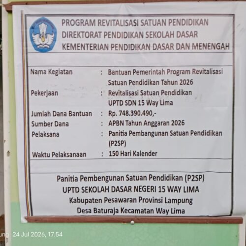 LSM Penjara Indonesia DPD Provinsi Lampung Soroti Proyek Revitalisasi SDN 15 Way Lima, Minta Pengawasan Ketat terhadap Material Konstruksi