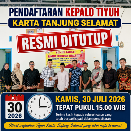 Pendaftaran Bakal Calon Kepalo Tiyuh Karta Tanjung Selamat Resmi Ditutup, Mega dan Okta Siap Maju