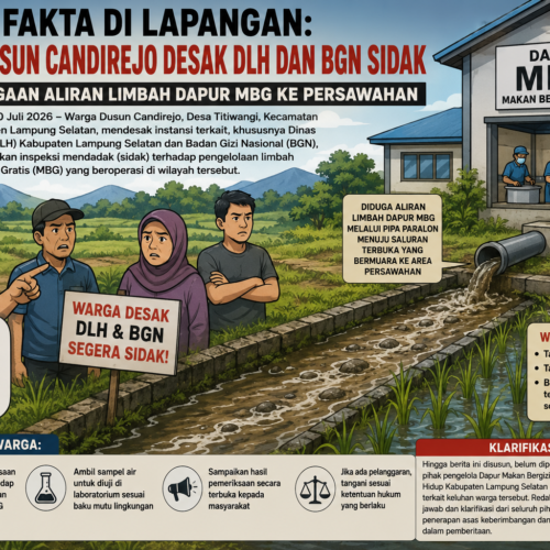 FAKTA DI LAPANGAN: WARGA DUSUN CANDIREJO DESAK DLH DAN BGN SIDAK TERKAIT DUGAAN ALIRAN LIMBAH DAPUR MBG KE PERSAWAHAN