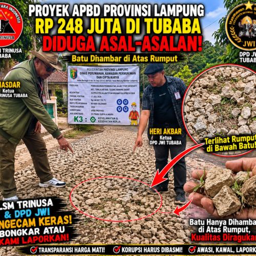 Proyek Jalan Tubaba Acak-acakan, Dinas Perkim-CK Lampung Didesak Blacklist CV Prabu Surya Almaira!