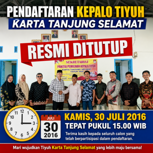 Pendaftaran Bakal Calon Kepalo Tiyuh Karta Tanjung Selamat Resmi Ditutup, Mega dan Okta Siap Maju