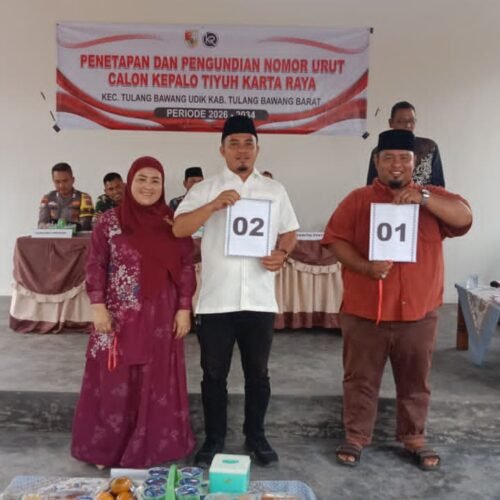 PENETAPAN NOMOR URUT CALON KEPALA TIYUH KARTARAYA BERLANGSUNG LANCAR, JONI SAPUTRA NOMOR 01 DAN DEDI SOPYAN NOMOR 02
