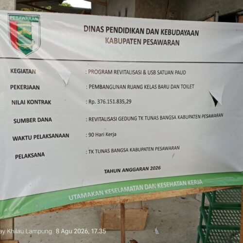 Proyek Revitalisasi TK Tunas Bangsa Gunung Sari Disorot, Dugaan Material Tak Sesuai Spesifikasi