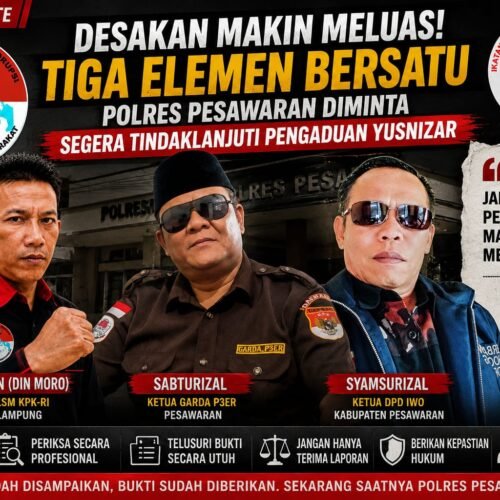 Desakan Makin Keras, Tiga Organisasi Minta Polres Pesawaran Segera Buka Kejelasan Pengaduan Yusnizar