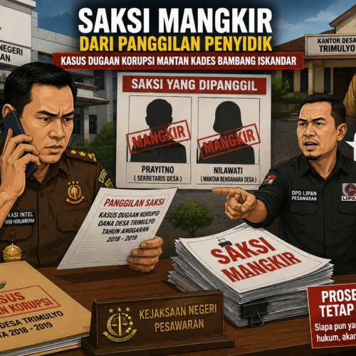 Saksi Mangkir dari Panggilan Penyidik Kasus Dugaan Korupsi Mantan Kades Trimulyo Tegineneng