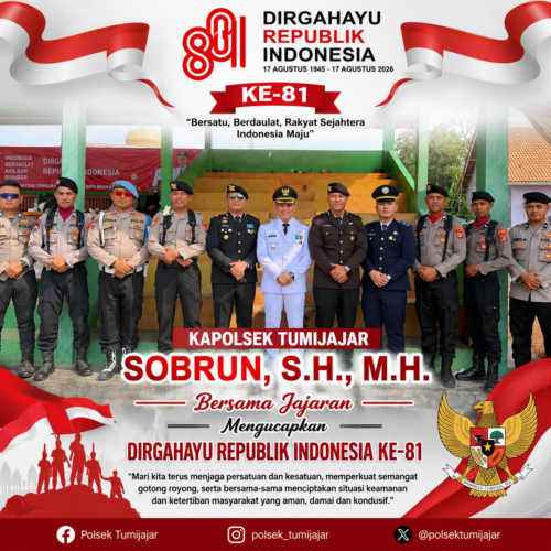 Kapolsek Tumijajar Bersama Jajaran Sampaikan Ucapan Dirgahayu RI ke-81