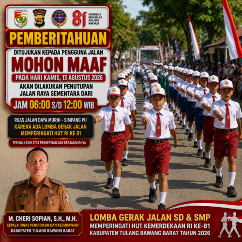 Disdikbud Tubaba Matangkan Lomba Gerak Jalan SD dan SMP Jelang HUT RI ke-81
