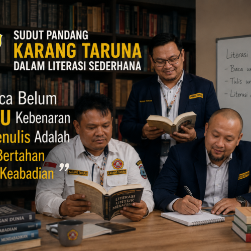 Sudut Pandang Karang Taruna Dalam Literasi Sederhana. ” Di Baca Belum TENTU Kebenaran Tapi Menulis Adalah Jalan Bertahan Dalam Keabadian