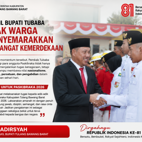 WAKIL BUPATI TUBABA NADIRSYAH MENGAJAK WARGA MENGOBARKAN SEMANGAT KEMERDEKAAN, SERTA MENYAMPAIKAN PESAN UNTUK PASKIBRAKA 2026