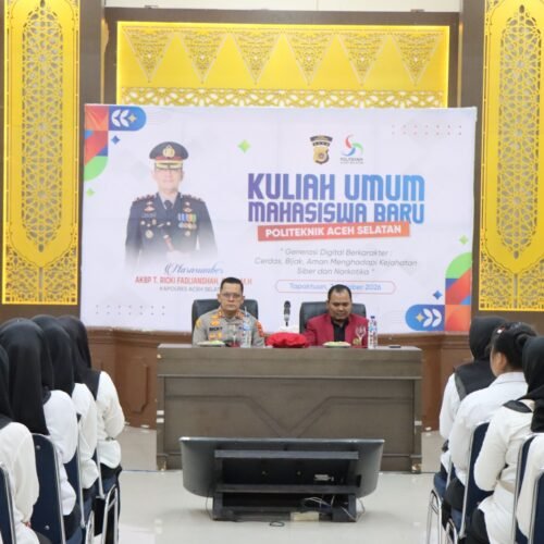 Isi Kuliah Umum, Kapolres Aceh Selatan Edukasi Mahasiswa Poltas tentang Bahaya Narkotika dan Kejahatan Siber
