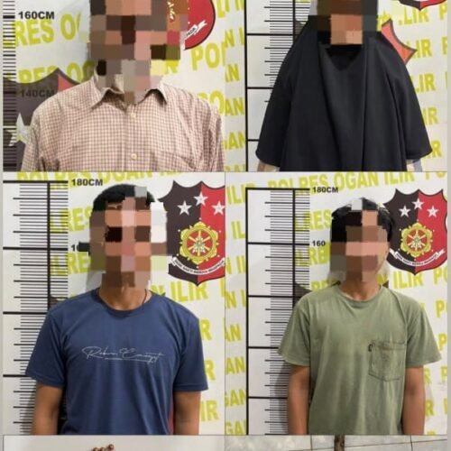 Satreskrim Polres Ogan Ilir Amankan Empat Terduga Pelaku Pengeroyokan di Rambang Kuang