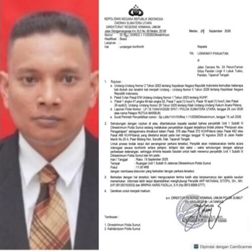 Wakil Ketua DPP ASWAL Desak Polda Sumut Buka Perkembangan Dugaan Penipuan atau Penggelapan yang Dikaitkan dengan Pejabat Pemerintah Kabupaten  Tapteng (Pemkab Tapteng)