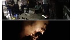 SIGAP ANGGOTA POLSEK KEDONDONG PANTAU LANGSUNG KEBAKARAN LAHAN PERKEBUNAN WARGA DI WAY KHILAU