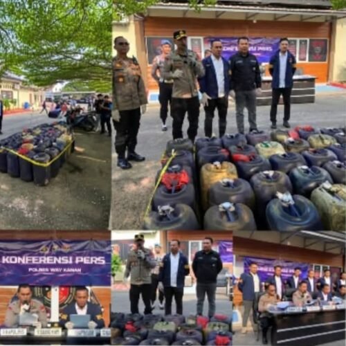 POLRES WAY KANAN UNGKAP DUGAAN PENIMBUNAN BBM SUBSIDI BIO SOLAR, DUA TERSANGKA DIAMANKAN