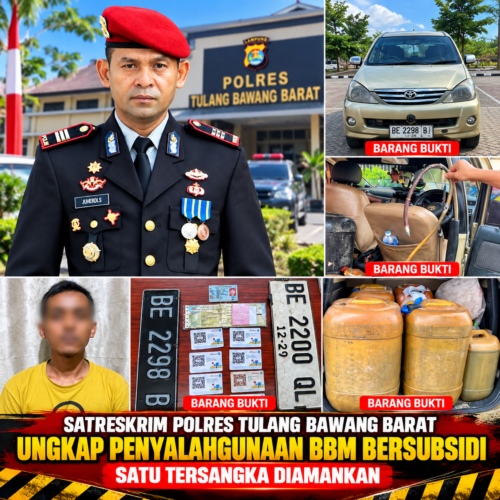 Satreskrim Polres Tulang Bawang Barat Ungkap Penyalahgunaan BBM Bersubsidi, Satu Tersangka Diamankan