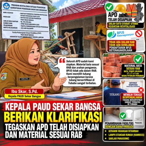 Kepala PAUD Sekar Bangsa Berikan Klarifikasi, Tegaskan APD Telah Disiapkan dan Material Sesuai RAB