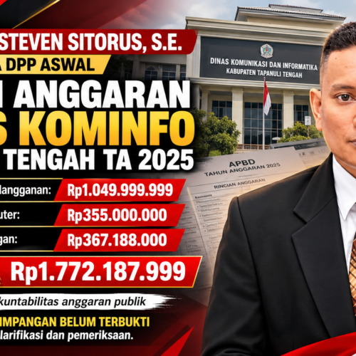 WAKIL KETUA DPP ASWAL AUGUSTINE STEVEN SITORUS SOROTI ANGGARAN DINAS KOMINFO TAPANULI TENGAH TA 2025, TOTAL TIGA KEGIATAN CAPAI Rp1,77 MILIAR