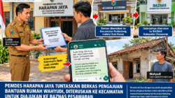 PEMDES HARAPAN JAYA TUNTASKAN BERKAS PENGAJUAN BANTUAN RUMAH WAHYUDI, DITERUSKAN KE KECAMATAN UNTUK DIAJUKAN KE BAZNAS