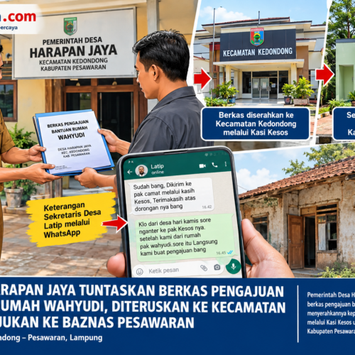 PEMDES HARAPAN JAYA TUNTASKAN BERKAS PENGAJUAN BANTUAN RUMAH WAHYUDI, DITERUSKAN KE KECAMATAN UNTUK DIAJUKAN KE BAZNAS